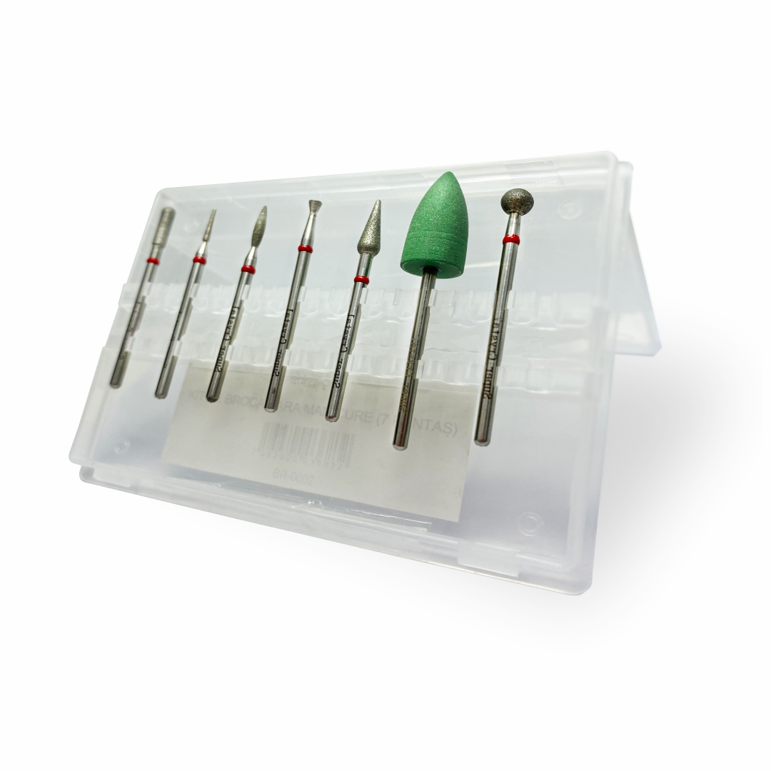 Kit de Brocas Puntas de Diamante Rusa combinado de Tungsteno para Manicura 7 Puntas