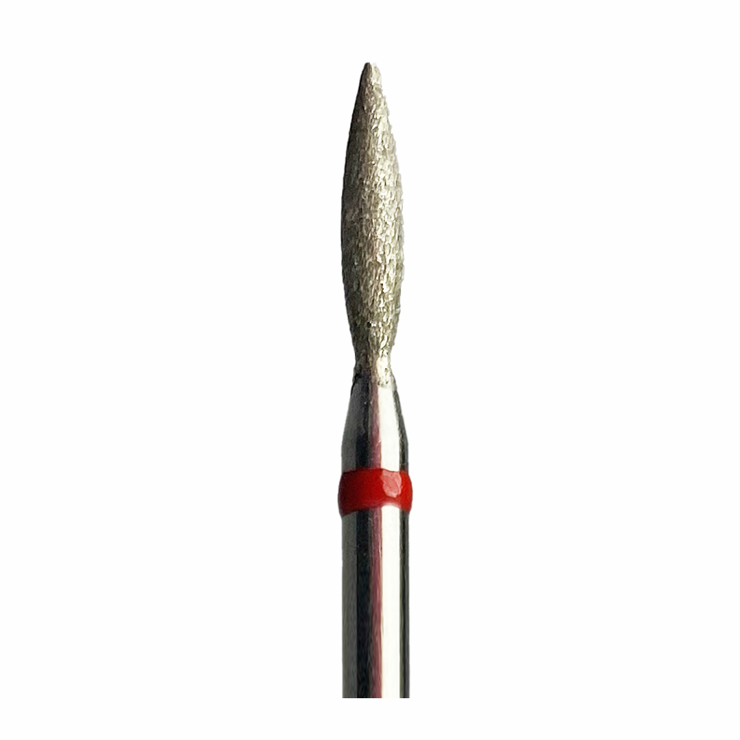 Broca Flama Punta de Diamante Grano Rojo de Tungsteno para Taladro de Manicura