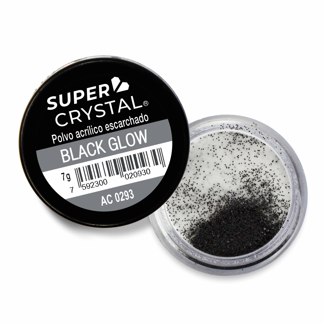 Polvo Acrílico Escarchado Black Glow de 7 gr. para Uñas Acrílicas – Super Crystal