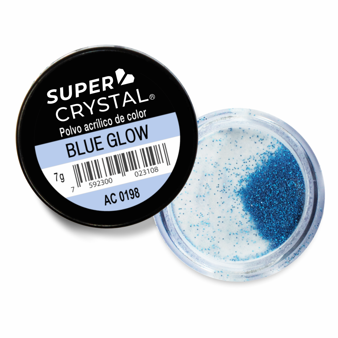 Polvo Acrílico de Color Blue Glow de 7 gr. para Uñas Acrílicas – Super Crystal
