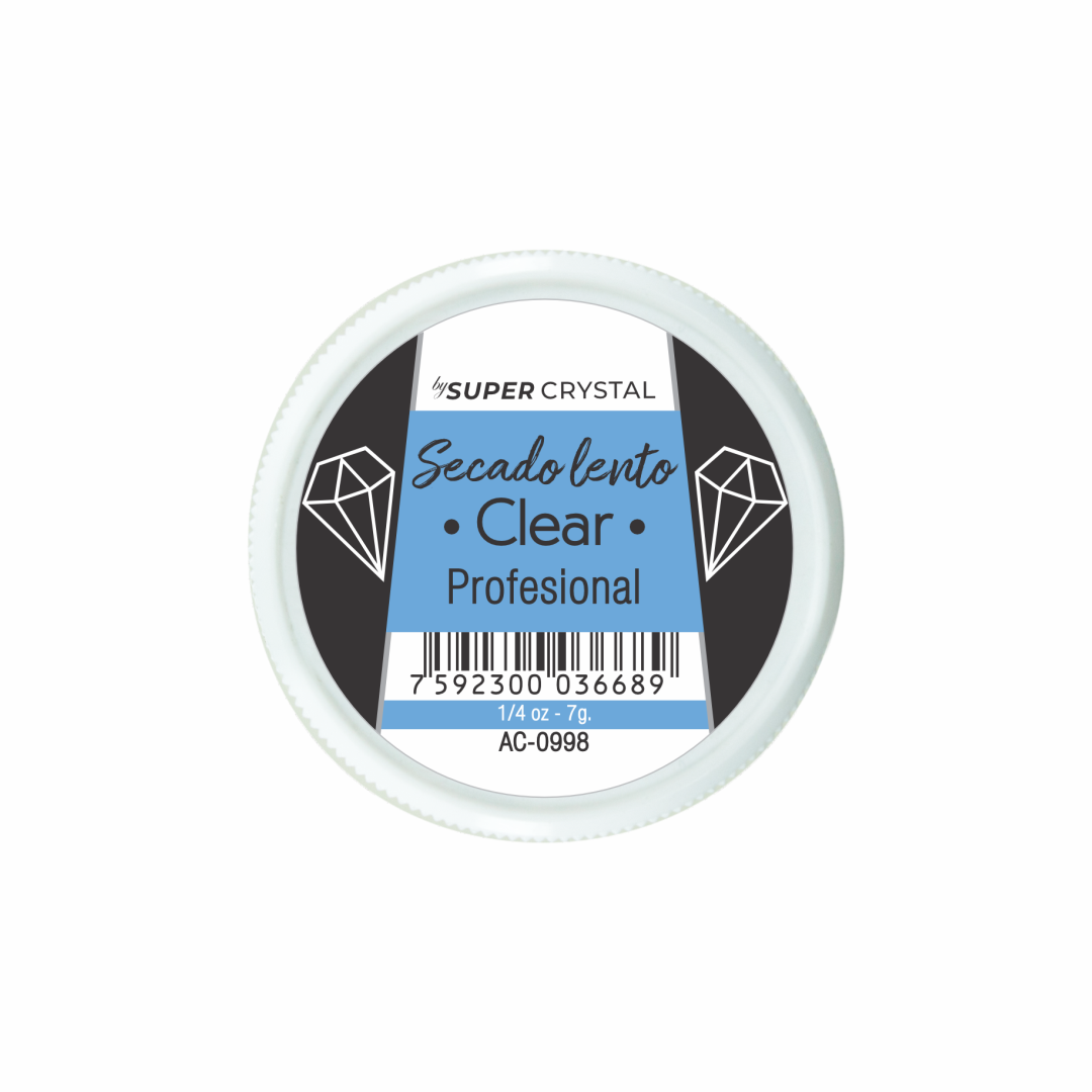 Polvo de Resina de Secado Lento Clear para Uñas – Super Crystal