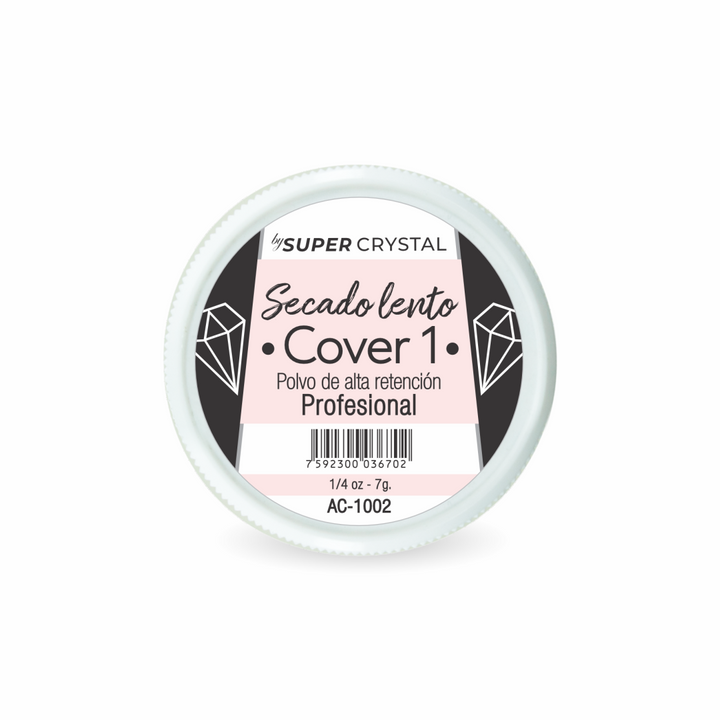 Polvo de Resina de Secado Lento Cover 1 para Uñas – Super Crystal