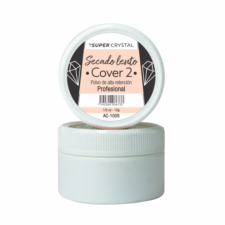 Polvo de Resina de Secado Lento Cover 2 para Uñas – Super Crystal