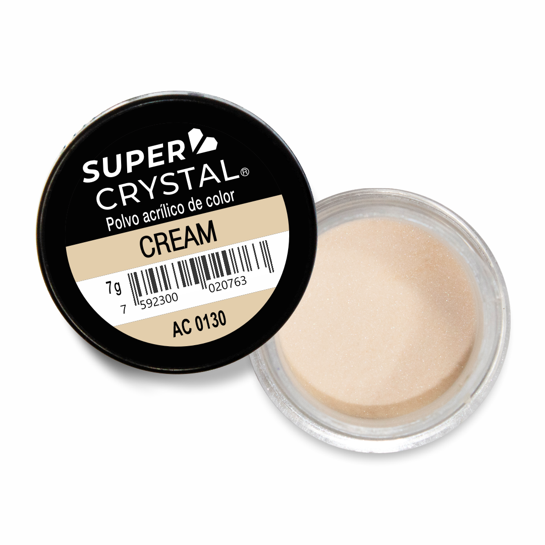 Polvo Acrílico de Color Cream de 7 gr. para Uñas Acrílicas – Super Crystal