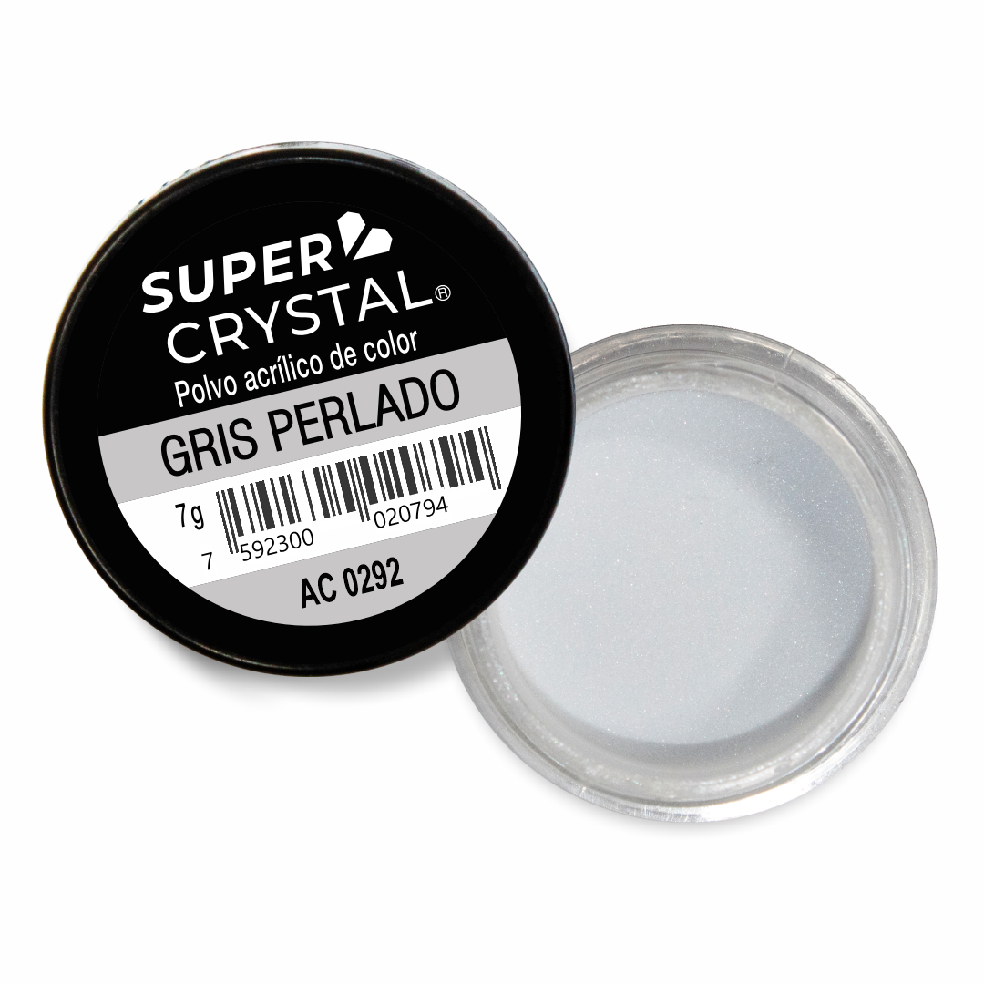 Polvo Acrílico de Color Gris Perlado de 7 gr. para Uñas Acrílicas – Super Crystal
