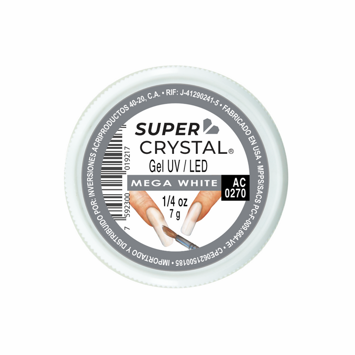 Gel UV/LED Mega White para Uñas Acrílicas – Super Crystal