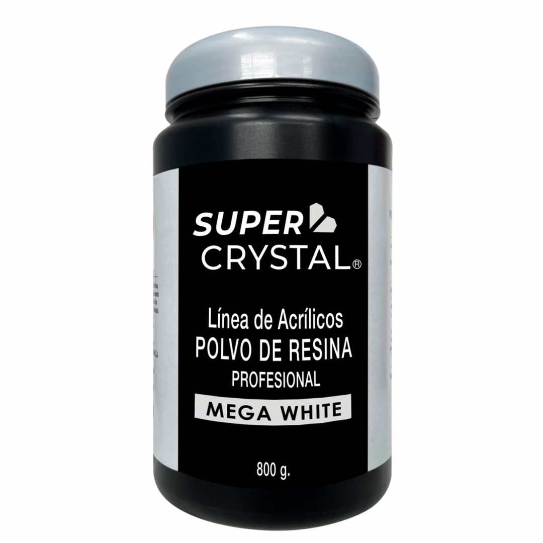 Polvo de Resina Mega White para Uñas – Super Crystal