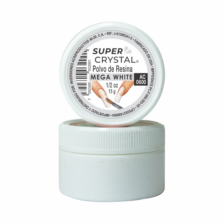 Polvo de Resina Mega White para Uñas – Super Crystal