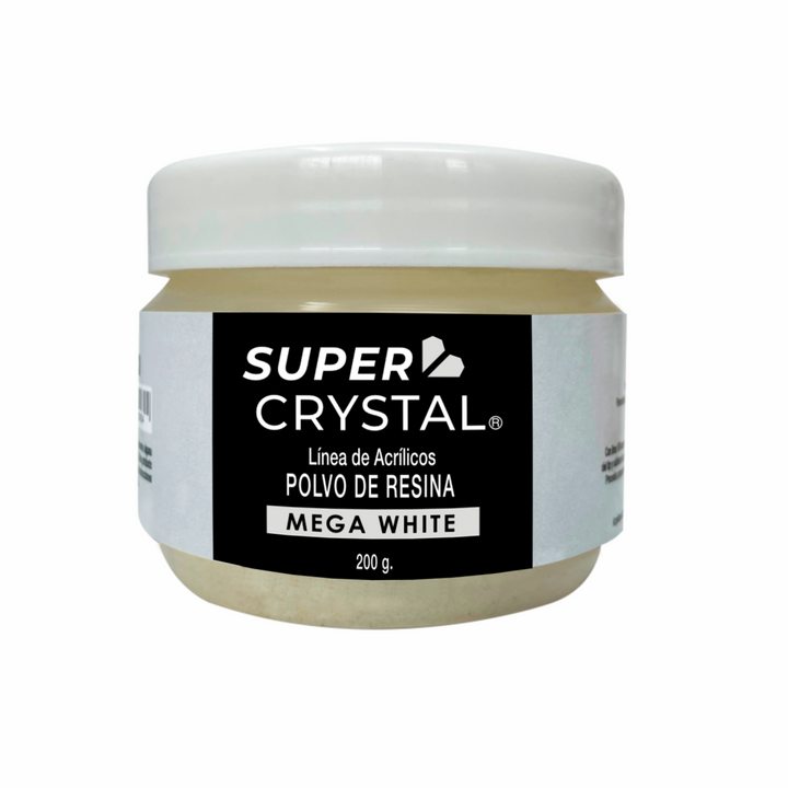 Polvo de Resina Mega White para Uñas – Super Crystal