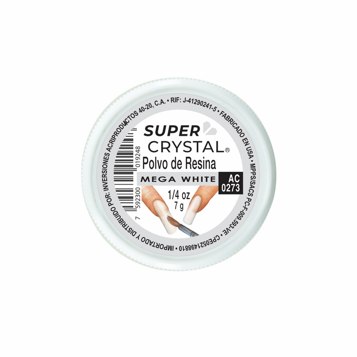 Polvo de Resina Mega White para Uñas – Super Crystal