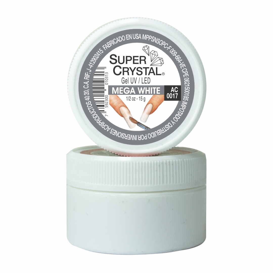 Gel UV/LED Mega White para Uñas Acrílicas – Super Crystal