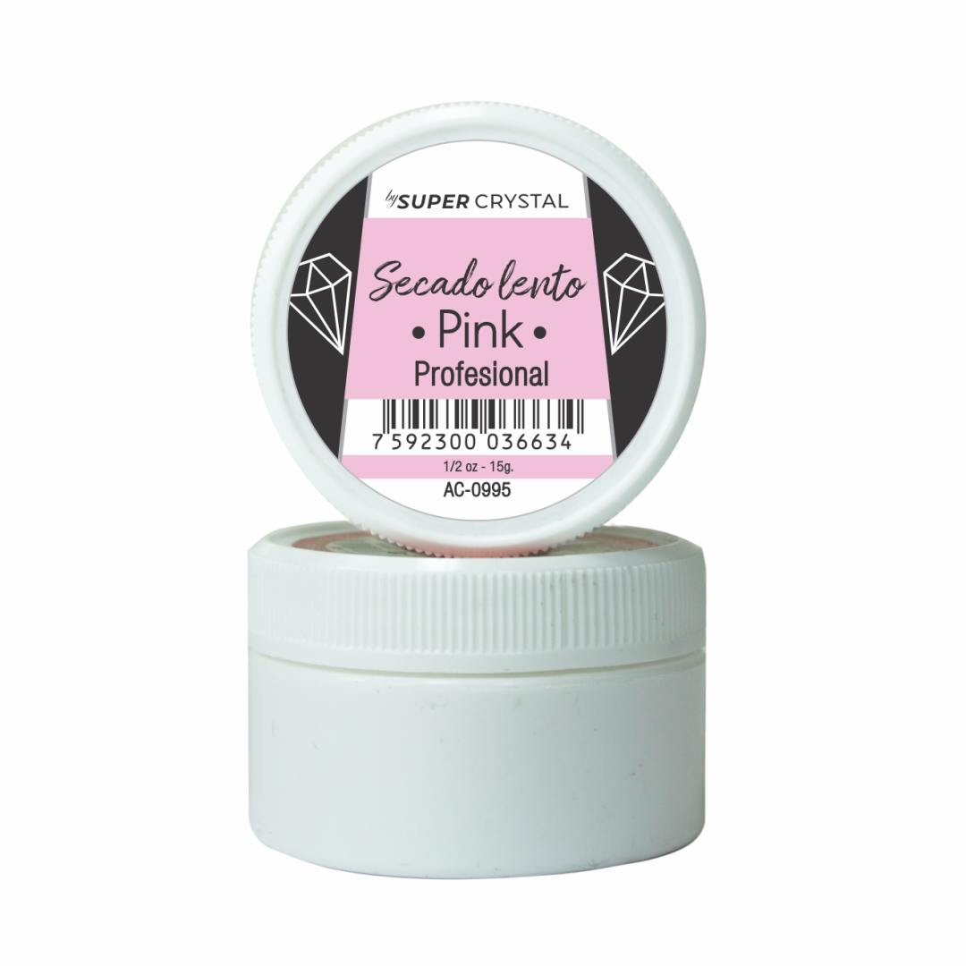 Polvo de Resina de Secado Lento Pink para Uñas – Super Crystal