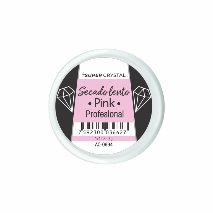 Polvo de Resina de Secado Lento Pink para Uñas – Super Crystal